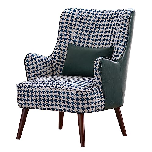 Tela de Lino, Sillón de Madera de Mediados de Siglo, Tela Elegante, Sillón Acolchado Retro y cómodo para Sala de Estar, Dormitorio, recepción, Lectura