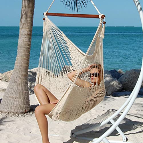 Caribbean Hammocks Large Chair - 48 Inch - Polyester - Hanging Chair - Cream #TOP7
