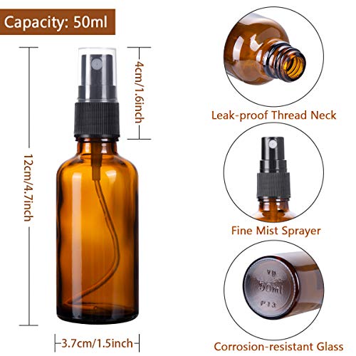5pcs Flacon Vaporisateur Verre Ambré, 50ML Bouteille Spray Verre Vide Avec Pulverisateur de Brouillard Fine pour Parfums, Vaporisateurs Cosmétiques - Image 4