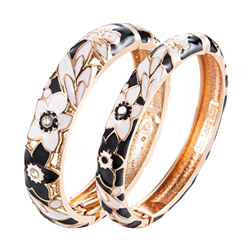 UJOY Bracelet en émail pour femme - Bracelet floral fait main, bijou vintage cadeau - Bracelet Lila multi-pièces Saint-Valentin avec boîtes de souvenirs, taille unique, Zinc, Pas de gemme