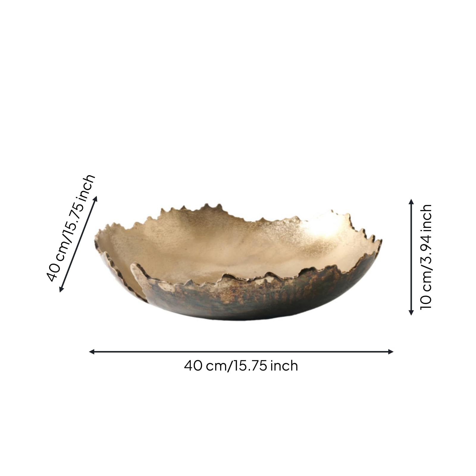 Jarrón Decorativo Cuenco Escultural Irregular Aluminio Oxidado Pieza de Mesa Contenedor de Llaves y Estética Moderna, 40 40 H10cm, C款 Plato De Fruta Dorado Grande