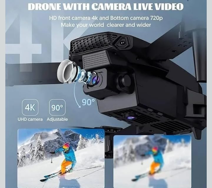 Image of HD Camera Foldable Drone with WiFi FPV | Remote Control Quadcopter Drone for Kids & Adults | Rechargeable Flying Drone with Stable Flight & Easy Control