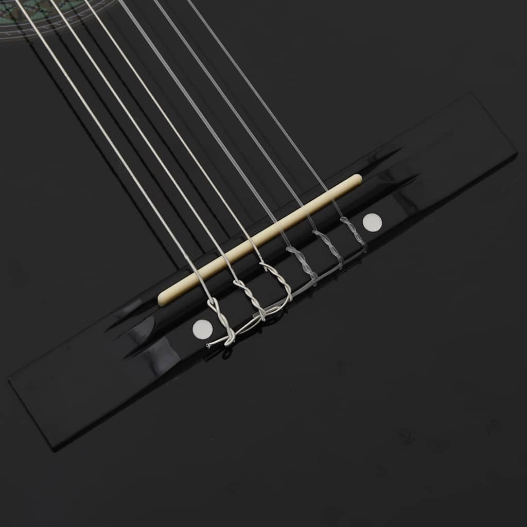 vidaXL Set de Guitarra Clásica para Principiante 12 Plazas Aficionados Instrumento Musical Acústica Óptima para Jóvenes Alumnos Negro 4/4 39"