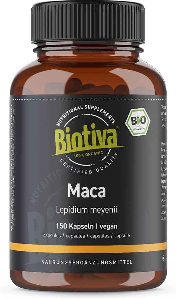 Bio Maca Capsules (150g) 500mg Per Capsule -Pure Maca Powder is from The Andes -Guaranteed Without Additives -Prepared in High Doses -Bottled and Controlled in Germany (DE-ECO-005) -100% Vegan