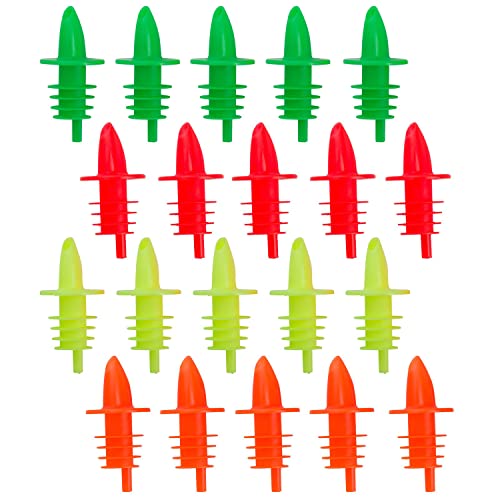 Westmark 20 Tappi Dosatori per Bottiglie di Liquori, Olio e Aceto, Dosatore con Tubetto per l'Aria, Tappo in plastica, Jet-Pour, Colori Assortiti/Colori Neon, 411022E4