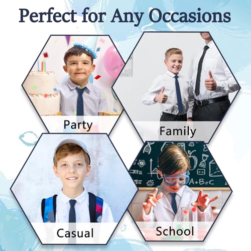 Mantieqingway 2.36'' Solid Color Boys Tie, Cotton Kids Tie Neckties for School Uniforms Party Graduation Wedding (8-12 Ages)3