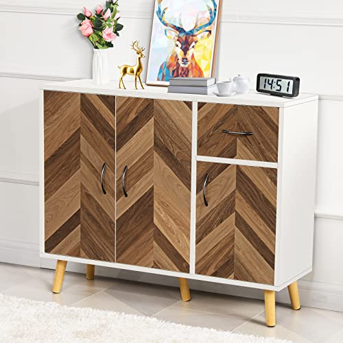 Likein Modern Storage Cabinet With 3 Doors & Drawer, Sideboard Buffet Cabinet With Storage, Small Accent Cabinet With Adjustable Shelves For Living Room, Office, Bedroom, Entryway #TOP5
