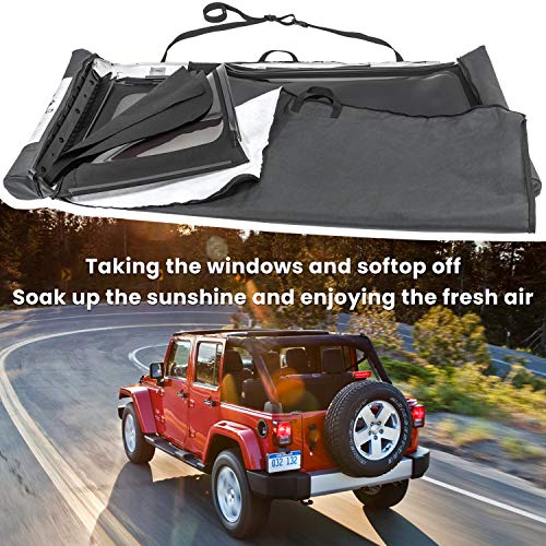 Soft Top Window Storage Bag For 2018-2021 Jeep Wrangler Jl Jlu Unlimited Sports Sahara Freedom Rubicon 2-Door & 4-Door New Oem 68358392Ac Black #TOP6