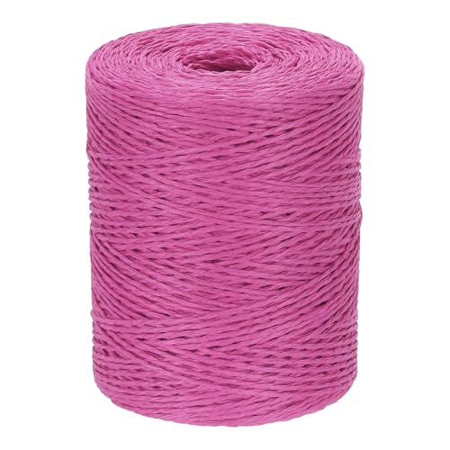 Image of PATIKIL Natural Cotton Raffia Yarn 328 Yard, Crochet Raffia Paper Ribbon for DIY Sun Hat Beach Bag Crochet Yarn Wrapping Knitting, Rose