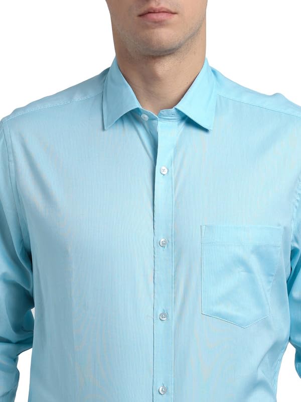 Image of Turtle Men 100% Cotton Slim Fit Lemon Solid Formal Shirt