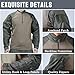 Men's Tactical Shirts Military Combat Shirt，1/4 Zipper Long Sleeve with Elbow Pads Top for Outdoor Paintball Airsoft Green XL