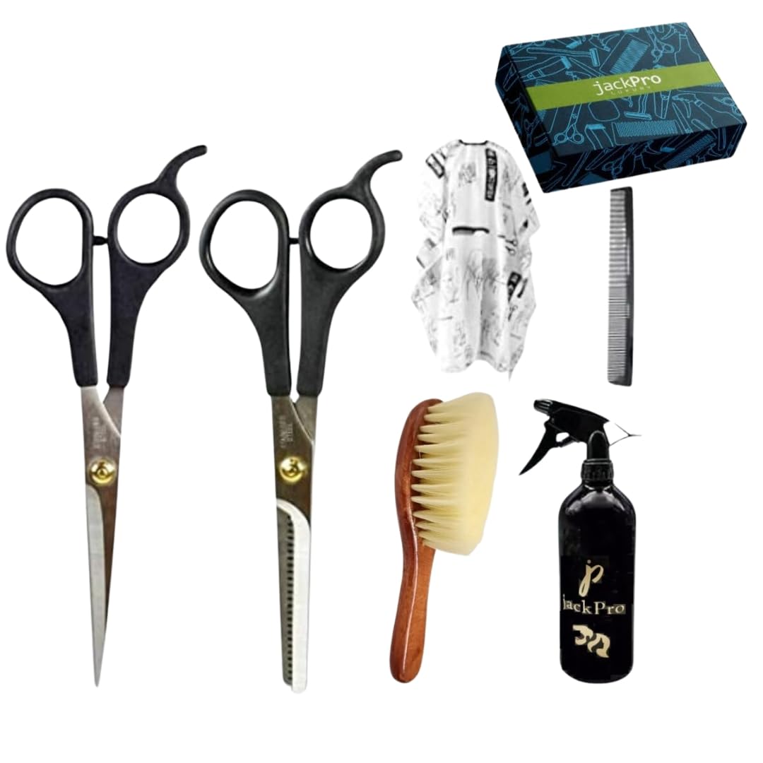 JackPro Salon/Barber Accessories; Hair Cutting Apron, Hair Cutting Scissors, Spray Bottle Combo for Saloon & Home Use (Free, 6)-picture-51
