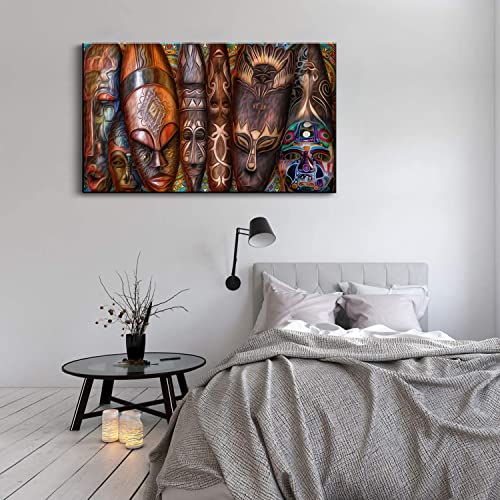 African American Wall Art Masks Tribal Ethnic Canvas Wall Decor Prints Poster Paintings Pictures Artwork For Living Room Bedroom Black Art Paintings For Wall Large Framed Ready To Hang 24 X 36 Inches #TOP5