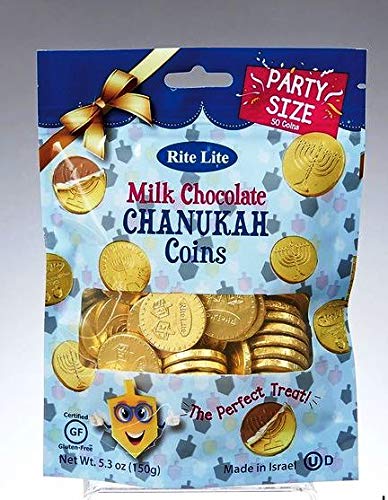 Chanukah Gelt Milk Chocolate Coins - Party Size Bag of 50 coins