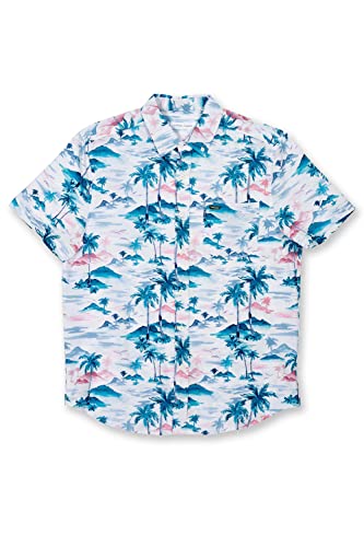 The Endless Summer Boy's Short Sleeve 4-Way Stretch Button-Down with All Over Design Shirt