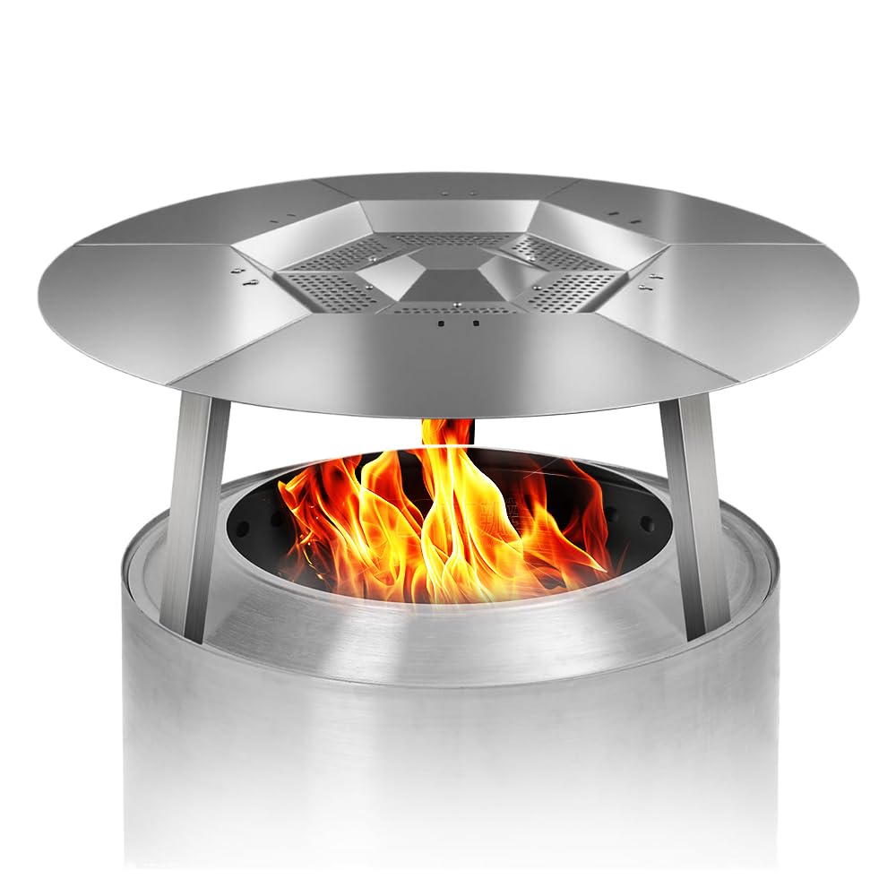 Fire Pit Heat Deflector for Solo Stove 19.5" Accessories, Portable Heat Diffuser for Solo Yukon & 19.5" Other Firepit, 304 Stainless Steel for Firepit Captures & Redirects Warmth, Camping Accessory