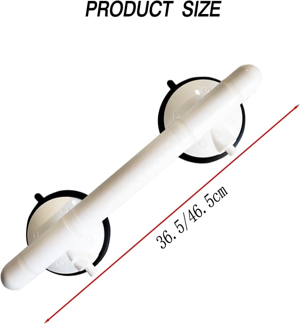 Barra de agarre de baño con ventosa con indicadores de seguridad para personas mayores y discapacitados, no requiere taladrar, 36,5 cm/46,5 cm (36,5 cm)