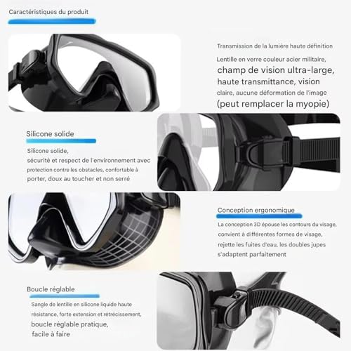Set de buceo y snorkel de silicona para vacaciones familiares y deportes acuaticos 6