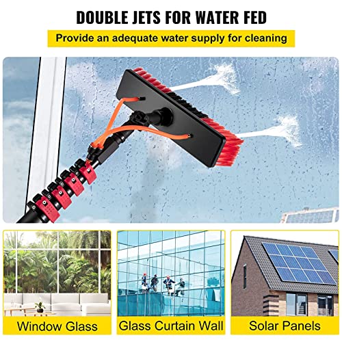 Pértiga telescóa para Limpieza de Ventanas de 3,6 a 10,8 m con eslla de Goma y Cepillo de Agua. Limpiacristales Exteble para Paneles solares y ado Exterior.