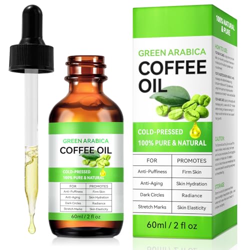 Kaffeeöl Gegen Falten 60ml 100% Rein und Natürlich Kaffeeöl Gegen Falten für Gesicht Körper Haare | Kaffeeöl Gesicht Anti-Puffiness & Firm Skin | Kaffeeöl Hautpflege Kaltgepresst & Vegan
