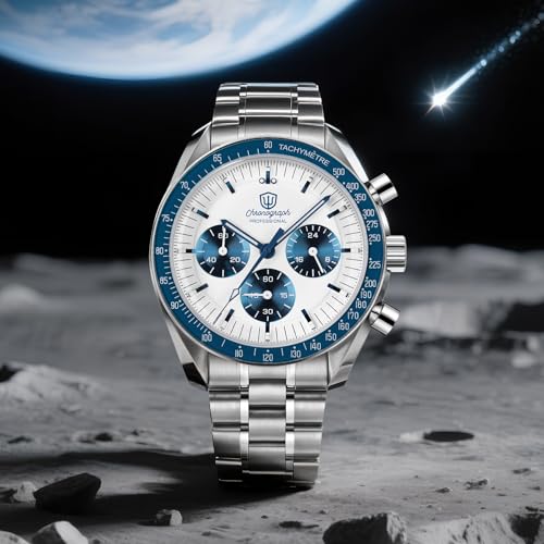 Image of watchdives WD1863 Men Chronograph Watch Japan VK63 Quartz Sports Watches 40mm Bubble Sapphire Crystal Wristwatch 100M Dive Watch