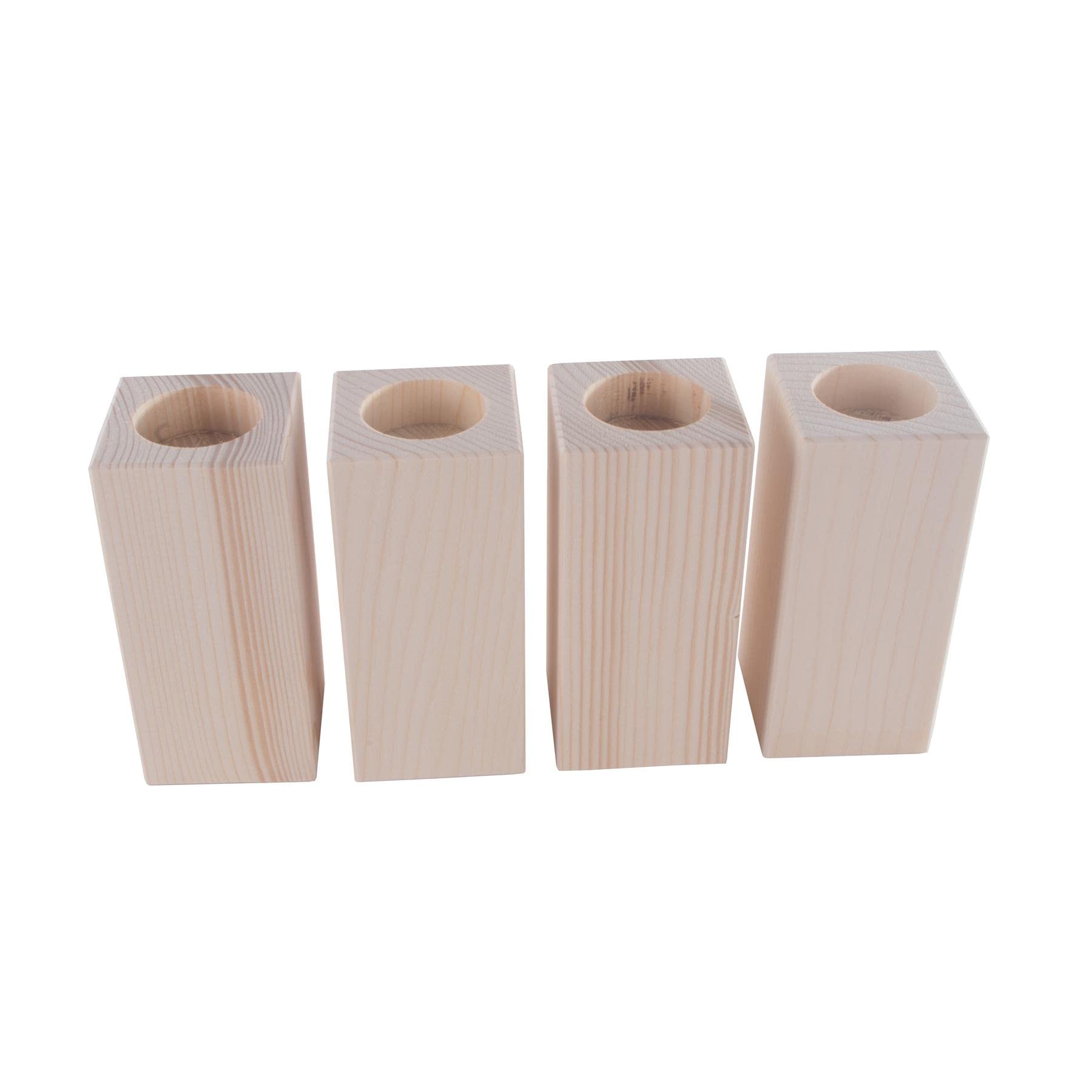 Woodeedoo Light Square Wooden Tea Candle Holder | Pinewood | 10X Large | 60 X 60 X 130 Mm | Unpainted Plain Blank Decorative Wood For Craft Decoupage