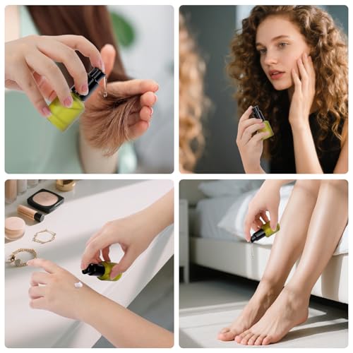Image of Segbeauty 0.5oz Frosted Glass Travel Size Containers for Lotions, 3pcs Mini Empty Lotion Bottles Pump Dispenser Refillable, 15ml Green Travel Containers for Creams, Small Hair Oil Pump Bottle Liquids