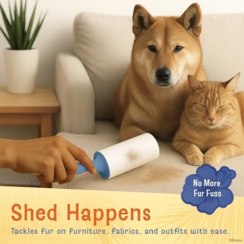 Image of Disney Stitch Lint Roller for Pet Hair, 3-Pack, 60ct /Roll, Extra Sticky | Perfect for quick cleanups at home, in the car, or on the go, tear-and-toss adhesive works on clothing, upholstery, bedding
