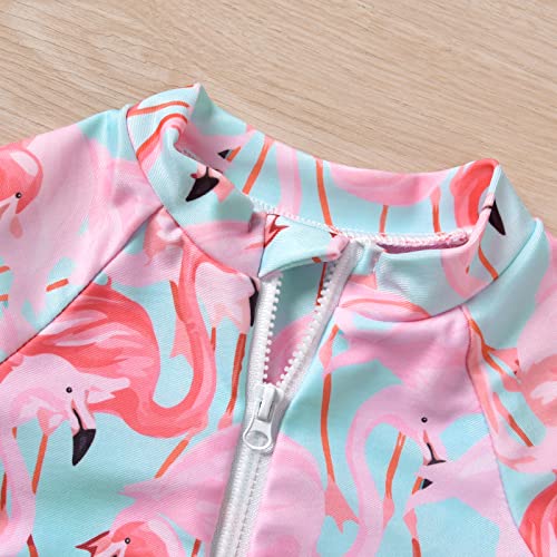 Image of Aalizzwell Baby Girls Long Sleeve One Piece Swimsuit with Hat