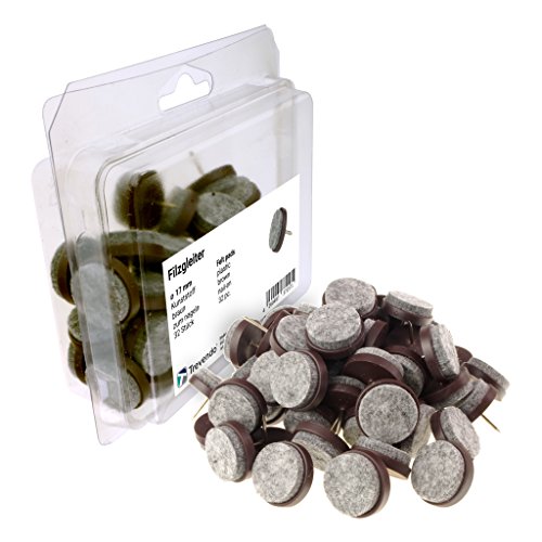 Preisvergleich Produktbild Trevendo® 32 Stück Filzgleiter zum Nageln, Ø 17 mm, braun