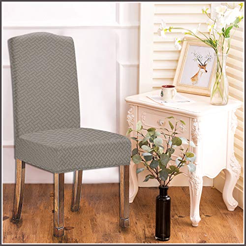 KELUINA Stretch Waterproof Twill Jacquard Dining Room Chair Covers Home Decor,Chair Covers for Dining Room Chairs Restaurant Hotel Ceremony (Taque,4 Pieces) - Image 4