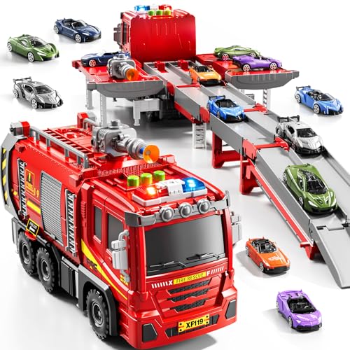 DULONIME Fire Trucks for Toddlers 1-3 Firetruck Toys for Toddlers 1-3 3-5