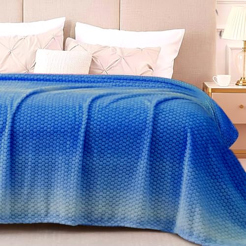 Image of Cortina Jacquard All Season Blanket Single Size Summer AC Blanket Winter Warm Lightweight Reversible Throw Soft Cozy Plush Fuzzy Blanket for Bed Couch Sofa (Blue, 150x200 cm) Color May Vary