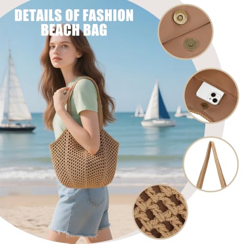 Bolso Tote de Crochet para Mujer Para Verano y Playa miniatura 3