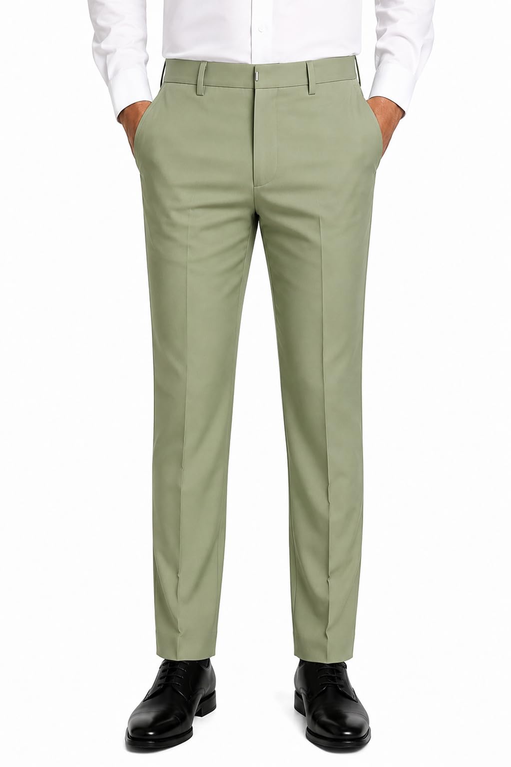 Men Formal Trouser for Office Wear Olive Green Color | Slim Straight Fit Mid Rise Business Pant | Wrinkle Resistant Smooth Fabric Professional Clothing for Meetings Interview Corporate Daily Use-picture-22