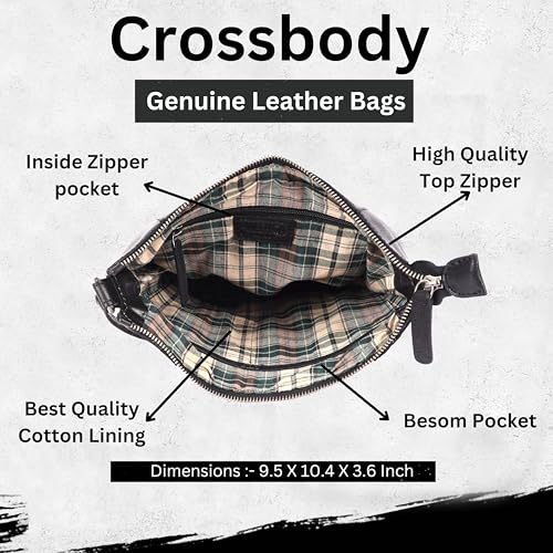 9.5 Inch Genuine Leather Crossbody Sling Bag for Women - Trendy Casual Office Bag with Adjustable Strap3