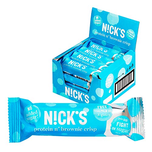 NICKS chocolate barritas de proteínas sin azúcar añadido, sin gluten 16x50g (Protein n Brownie Crisp)