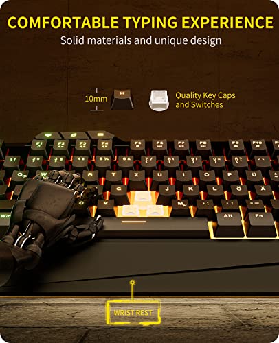 havit Gaming Tastatur und Maus Set, Gaming Tastatur mit LED Hintergrundbeleuchtung QWERTZ (DE-Layout), Wired Gaming Maus mit 4800 DPI und 6 programmierbare Tasten (Schwarz) - Image 5