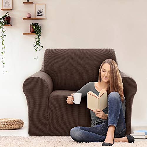 Deconovo Elastische Bankhoes, Stretch Bankoverstrek met Armleuning, Sofa Cover voor Woonkamer, Fauteuil, 1 zit, 80-120… - Afbeelding 3