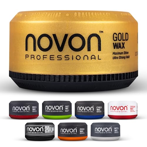 3 x Novon Professional Gold Wax | Haarwax | 150 ml Haarpomade | intensiver Glanz im Glas-Look | frischer Duft im One-Million-Stil|hoher Halt | familienfreundlich & rückstandsfrei | festliche Stylings