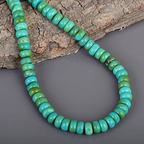 8-9 MM Dainty Natural Smooth Rondelle Turquoise Bead Necklace - Native American Navajo Arizona Southwest Jewelry - Sleeping Beauty Kingman Blue (19-20 Inch)2