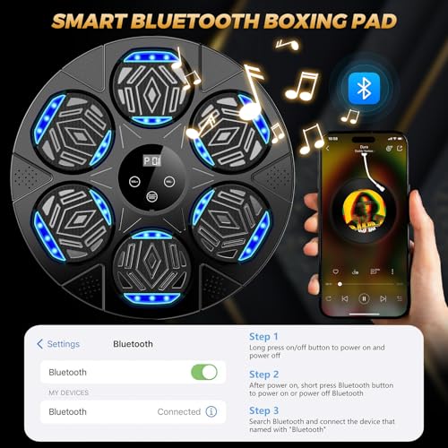 Image of LOLBOX 2026 Music Boxing Machine for Adults and Kids, Smart Bluetooth Boxing Training Equipment with Gloves Wall Mounted, Workout Punching Machine for Home,Office and Gym