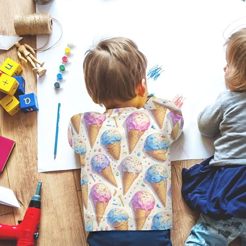 JUNZAN Cute Ice Cream Pattern Little Boys Sweatshirt Hoodie Crewneck Fall Tops Shirts Party 4T 6