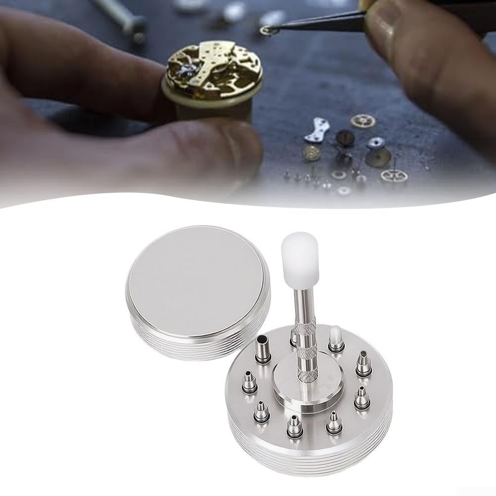 Edelstahl Uhr Hand Presser Werkzeug Set Uhrmacher Armbanduhr Reparatur Werkzeuge für Hobbyisten und professionelle Uhrmacher, Silber