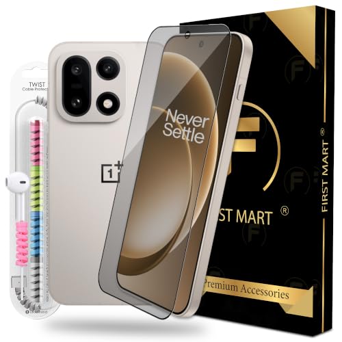 Image of FIRST MART Matte Anti-Glare Tempered Glass for OnePlus 15 With Installation Kit | Military-Grade Gaming Screen Protector & Cable Guard | Edge to Edge Coverage | Black