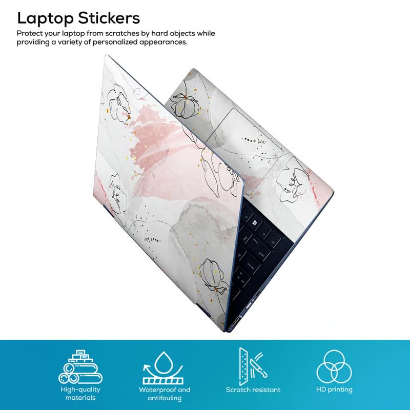 Image of Floral D39 Top+Wrist Pad Vinyl Laptop Skin /Sticker /Cover for 15 to 15.6 Inches Laptops Laminated-Removable-HD Quality Compatible for Hp-Dell-Sony-Lenovo-Asus etc.(15x10 Inches)