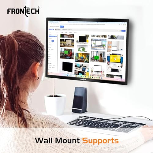 Image of FRONTECH 22 Inch Full HD LED Monitor | Refresh Rate 60 Hz, 1920 X 1080 Pixels | Wall Mountable Slim & Stylish Design with 16.7M Colors| HDMI & VGA Ports | Dual Input (MON-0070, Black)