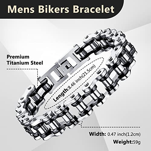 Feraco Mens Bikers Bracelet Stainless Steel Motorcycle Bike Chain Bracelets 8.4 Inch4
