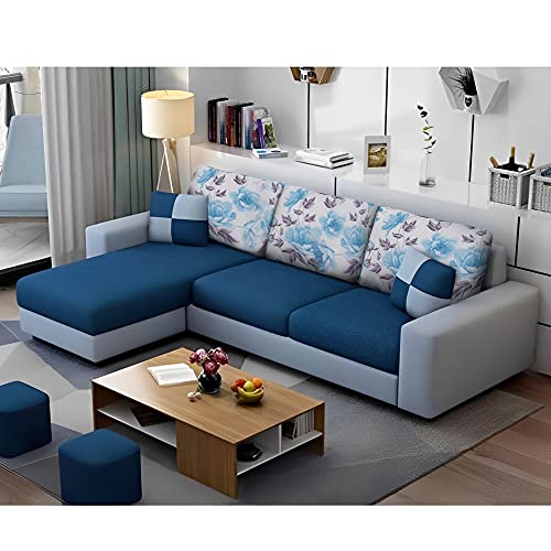 Image of Orland 4 Seater LHS L Shape Sofa Set for Living Room | Color - Blue Grey