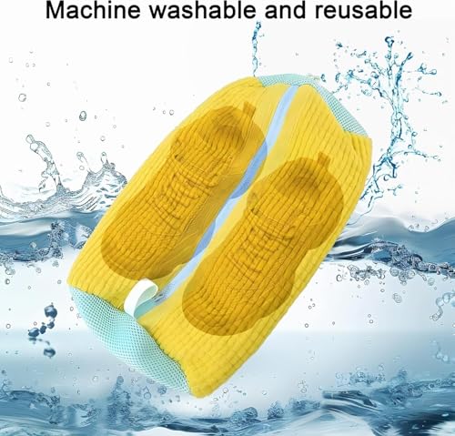 Image of Glivary Shoe washing machine bag, Laundry shoe pouch for washer and dryer, Reusable and Durable Zipper Plush Washing Machine Bag for Sneakers, Delicates and Toys(Laundry Bag) (yellow, pack of1)